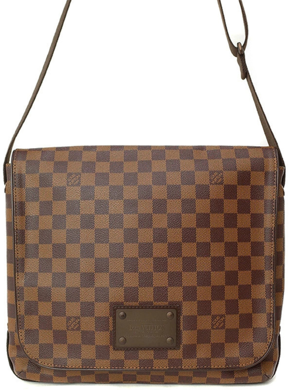 Louis Vuitton Damier Brooklyn Shoulder Bag Canvas Leather Brown